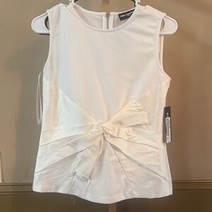 Karl lagerfeld Cream Sleeveless Blouse with Bow Accent